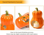Sunlit Ceramic Pumpkin with 3 Tea Lights, Jack O Lantern Candle Holder Set of 3, Tabletop Indoor Halloween Decorations for Holiday Party Home - Image 4