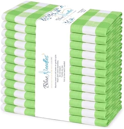 Blue Needles Gingham Buffalo Plaid Cotton Dinner Napkins Set of 12-18"x18" by BlueNeedles