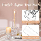 Hurricane Glass Candle Holders: Clear Candlestick Holders Set of 2 - Image 2
