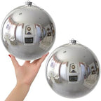 Silver 8.0" Extra Large Christmas Ornaments - Christmas Tree Decoration Balls Shatterproof Hanging Shiny Balls for Birthday Holiday Wedding Decorations Set of 2pcs by GameXcel