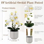Fake Orchid-19”tall Artificial Indoor Potted Plant for Home Decor-White - Image 2