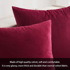 MIULEE 26x26 Inch Pack of 2 Euro Velvet Throw Pillow Covers Wine Red - Image 2