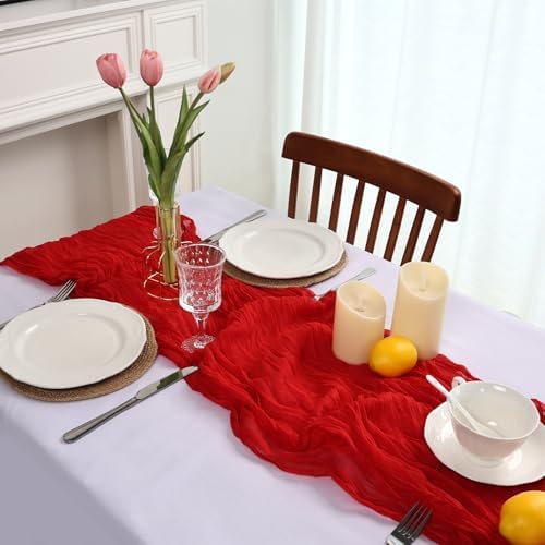 16 Pack Red Cheesecloth Table Runner 23 x 120 Inch 10Ft - Image 3