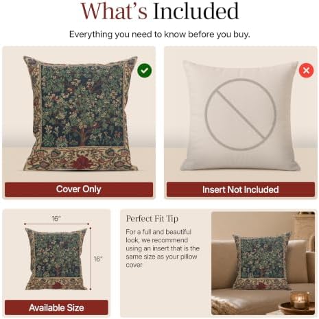 William Morris Tree Of Life Woven Tapestry Throw Pillow Cover 16 X 16 In - Image 6