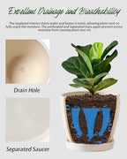 Plant Pots, Flower Pots, Planters for Indoor Plants(6.5+5.5inch), Flower Pots for Indoor Plant with Drainage Hole and Saucer, Ceramic Pots for Plants with Hole Mesh Pad,Reactive Glaze White - Image 4