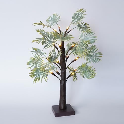 2ft Lighted Palm Tree Lamp with Timer - Tropical Christmas Decorations Indoor, Warm White Fairy Light Spirit Tree for Bedroom, Holiday, Party | USB/Battery Powered - Image 7