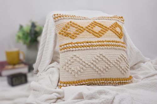 TreeWool 100% Cotton Woven Throw Pillow Cover (Pack of 1, 18" x 18", Yellow) - Image 6