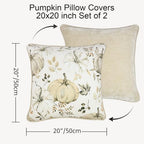 Fall Pumpkin Pillow Covers Set of 2,20x20 Inch,Beige - Image 2