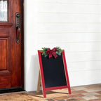 Glitzhome 24"H Christmas Wooden Easel Porch Sign,Farmhouse Standing Porch Decor with Pine & Plaid Bow,Merry Christmas Welcome Sign for Holiday Front Porch Outdoor Decorations - Image 4