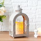 TRIROCKS Memorial Lantern 11'' High Walk Beside Us Remembrance Lantern With Automatic Timer LED Candle And Love Pattern Bereavement Sympathy Gifts For Funeral Memorial Service Loss of Loved One (Grey) - Image 3