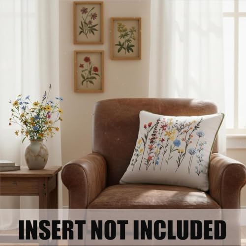 Embroidered Throw Pillow Covers 20x20 Pack of 2 Wildflower - Image 4