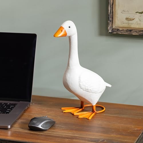 Evergreen 11.75" H Georgie the Goose, Indoor or Outdoor Decorative Metal Statue Figurine for Table, Garden, Patio, Entryway Accent Home Decor Animal Statue - Image 3