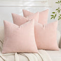 Set of 4 Soft Textured Decorative Throw Pillow Covers 20x20 Inch Cozy Farmhouse Cushion Cover Square Accent Pillow Cases for Bed Couch Sofa Living Room, Light Pink by Cozoomy