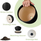 Ceramic Plant Pot - 8 Inch Ceramic Planter for Indoor Plants Glazed Round Flower Pot with Drainage Hole and Saucer Black - Image 4
