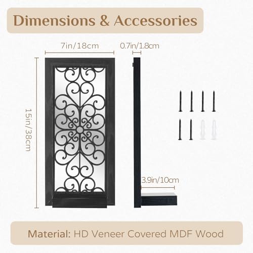 Black Gothic Wall Candle Sconces Set of 2 with Real Glass Mirror - Image 6