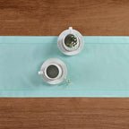 Solino Home Cotton Linen Dining Table Runner Pastel Turquoise, 14 x 120 in - Image 3