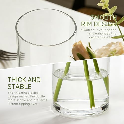 12pcs Glass Cylinder Vases for Centerpieces, 6 Inch Tall Flower Vase for Wedding Decorations, Hurricane Vases Floating Candle Holder for Table Centerpiece Wedding Home Décor - Image 6