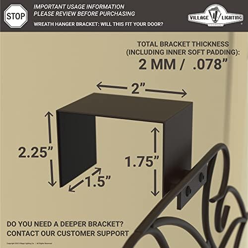 Front Door Wreath Hanger, Adjustable Hook Length Colonial Design, Brown - Image 6