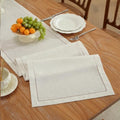 Linen Blend Table Runner – Handmade Hemstitch, Classic Style for Dresser, Dining by Zdolmy