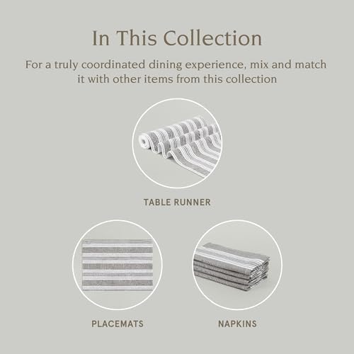 Over&Back 18x108 Woven Striped Table Runner - Washable Table Runners for a Custom Home Decor Tablescape - Coffee Table, Dinner Table, Living Room - Grey - Image 4