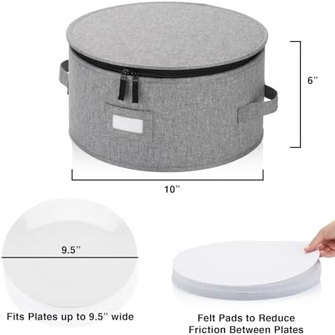 Stack Store Plus More China Storage Case for Salad Plate - 10" W x 6" H - Includes 12 Felt Dividers. Hard Shell and Stackable with Padded Interior - Image 2