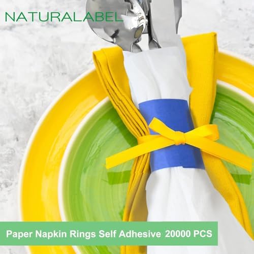 NATURALABEL Self-Adhesive Napkin Bands, Bulk Pack of 20,000, Blue - Image 3