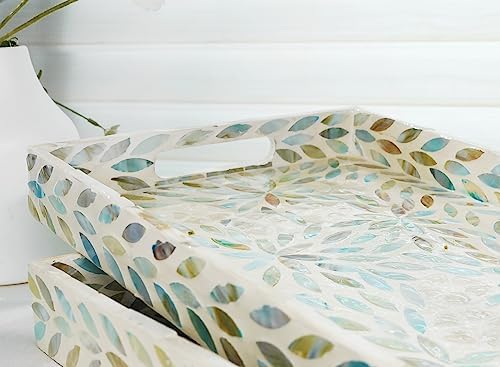 Mother of Pearl Serving Tray Set 2pcs Handmade Ottoman Decorative Trays - Image 4