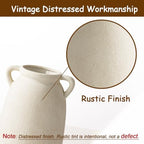 Dobbyby Ceramic Flower Vase 12 inch Farmhouse Rustic Vase Decorative Pottery Terracotta Tall Vases for Home Decor Table Mantle Fireplace Living Room Bathroom Wedding Centerpiece(Large-White) - Image 3