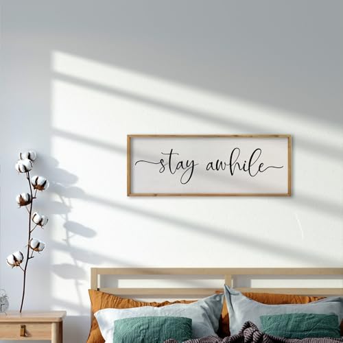 comurdyo Living Room Wall Decor Stay Awhile Sign 32"×12" Wood - Image 7