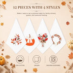 12 Pcs Embroidered Fall Cotton Napkins 18x18 in - Image 3