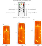 Nimiko Flickering Flameless LED Candles,Battery Operated Candles 9 Pcs with Embedded Star String,Acrylic LED Pillar Candles with Remote,Suitable for Home Decoration to Create an Atmosphere (Orange) - Image 2