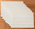 Wracra Cotton Linen Place Mats, Ivory Embroidered Placemats Set of 8 by Wracra