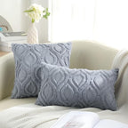 decorUhome Faux Fur Plush Soft Blue Grey Throw Pillow Covers 26x26 Set of 2 - Image 6