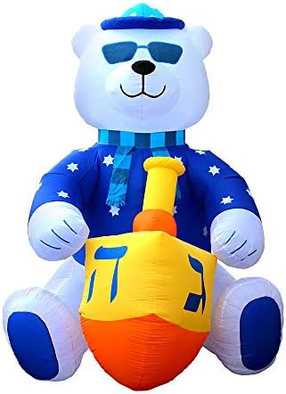 Jumbo 11' ft Hanukkah Inflatable Yard Decoration Lighted Chanukah Themed Bear Blowup Indoor and Outdoor Holiday Decorations LED Glowing with Air Blower, Tie-Down Stakes Chanukah Décor By Zion Judaica - Image 5