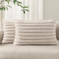 Pallene Faux Fur Decorative Throw Pillow Covers 12x20 Set of 2, Tan by PALLENE