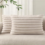 Pallene Faux Fur Decorative Throw Pillow Covers 12x20 Set of 2, Tan by PALLENE