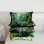 Erosebridal Magical Comforter Set Queen, Mushroom Bedding Set for Girls Women Kids Teens, Daisy Leaves Branches Sunset Nature Duvet Insert, Cute Style Soft Warm Quilted Duvet Bedroom Decor, Green - Image 6