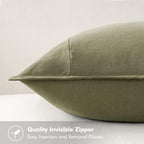 MIULEE Decorative Linen Euro Sham Pillow Covers 22x22 Inch Light Olive Green - Image 3