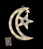 Crescent Moon and Star Light up Decor Medium or Large - Ramadan Festival Hanging Lighted Decorations for Home Decorations Eid Al-Fitr Wall Beautiful Moon Lightning (Both) - Image 6