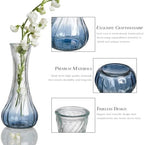 Glass Bud Vase Set of 30 - Small Vases for Flowers in Bulk - Assorted Vintage Crystal Vases for Flowers, Table Centerpieces (Blue, 30 Pcs) - Image 6