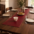 Red Faux Leather Table Runner Waterproof Heatproof for Christmas 120 inch - Image 3
