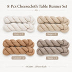 8Pcs Boho Cheesecloth Gauze Table Runners, 35 x 120 in, Neutral Wedding Set - Image 4