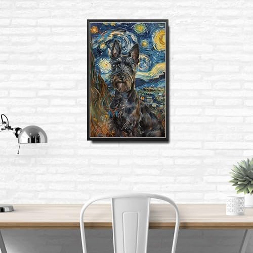 Metal Sign Vintage Tin Sign Scottish Terrier Starry Night Terrier Brave Terrier in Night for Home Scottish Keep and Seasonal Celebrations Rustproof Aluminum 6×8 Inches with Metal Frame - Image 3