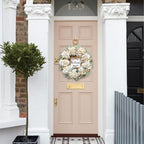 Year Round Wreaths for Front Door 22 Inch, Spring/Summer Wreath with Hydrangeas Lamb's Leaves Berries Welcome Board for Holiday Farmhouse Home Indoor Outdoor Wedding Party Wall Window Decor - Image 5
