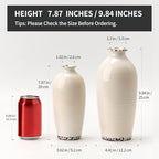 PORCER Ceramic Vases for Home Decor, Ice Crackle Aged White Vintage Ceramic Vase Set of 2, Minimalist Decorative Vase for Table Centerpiece Dining Living Room Office Nightstand Fireplace Decoration - Image 2