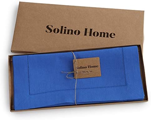Solino Home 100% Pure Linen Table Runner Blue, Classic Hemstitch 14 x 90 in - Image 5