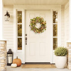 18 Inch Hydrangea Fall Wreath with Round Pumpkins and Berry Clusters - Image 3