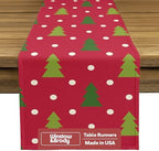 Winter Table Runners | Christmas Tree Design | Seasonal Table Decorations | Home Kitchen Decor | Made in The USA | Stain Resistant | 14" x 108" Long by FabricTextileProductsInc