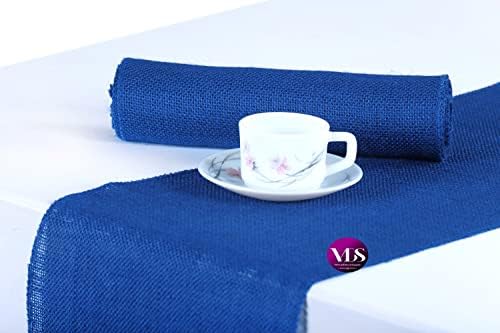 VDS Pack of 15, Burlap Table Runner 100% Natural Jute Rustic Hessian Table Cloth Centrepiece for Wedding Bridal Shower Birthday Event Party Banquet Table Decoration (Size 12X108 Inch)(Royal Blue) by VDS