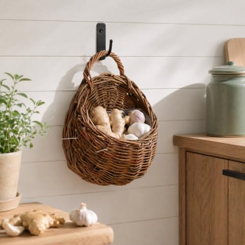 2Pcs Hanging Woven Storage Basket Decorative Wall Flower Planter - Image 3